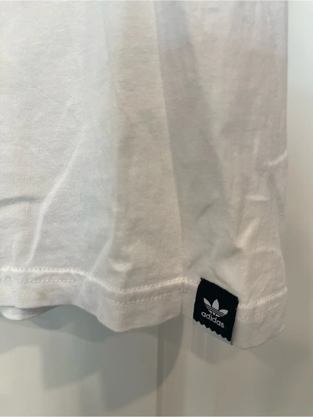 adidas White Short Sleeve Trefoil Logo Tee with Black Print